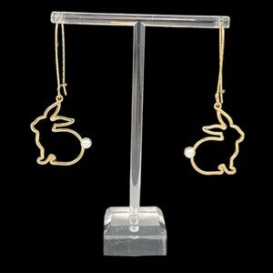 Bella Jack - ‘Gold Bunny & Pearl’ dangle earrings. NWT. Firm!